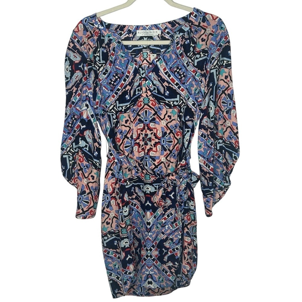 Alice & Trixie Multicolor Silk Geometric Print Dress NWT